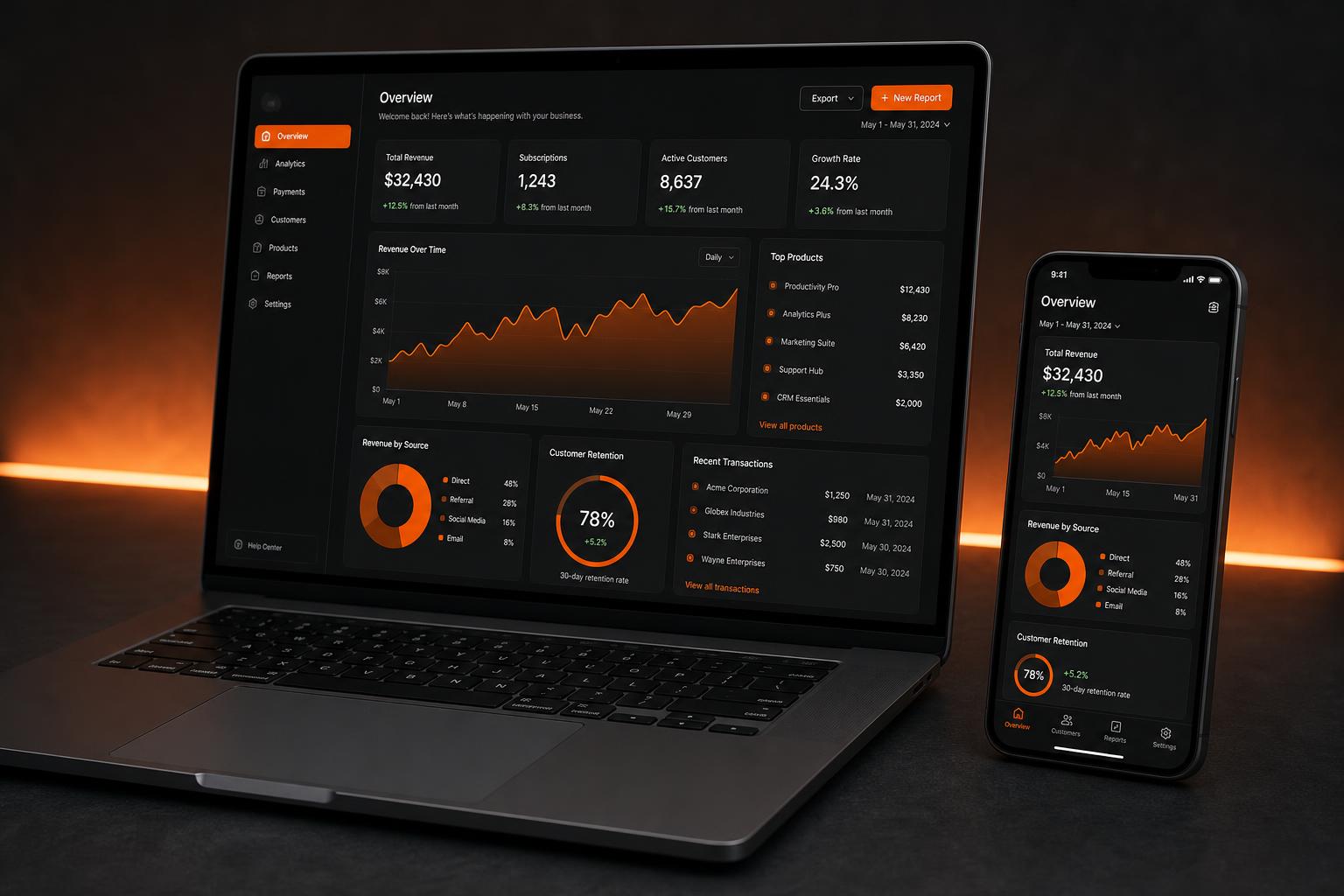 An app built in App Campus running on a laptop and a phone